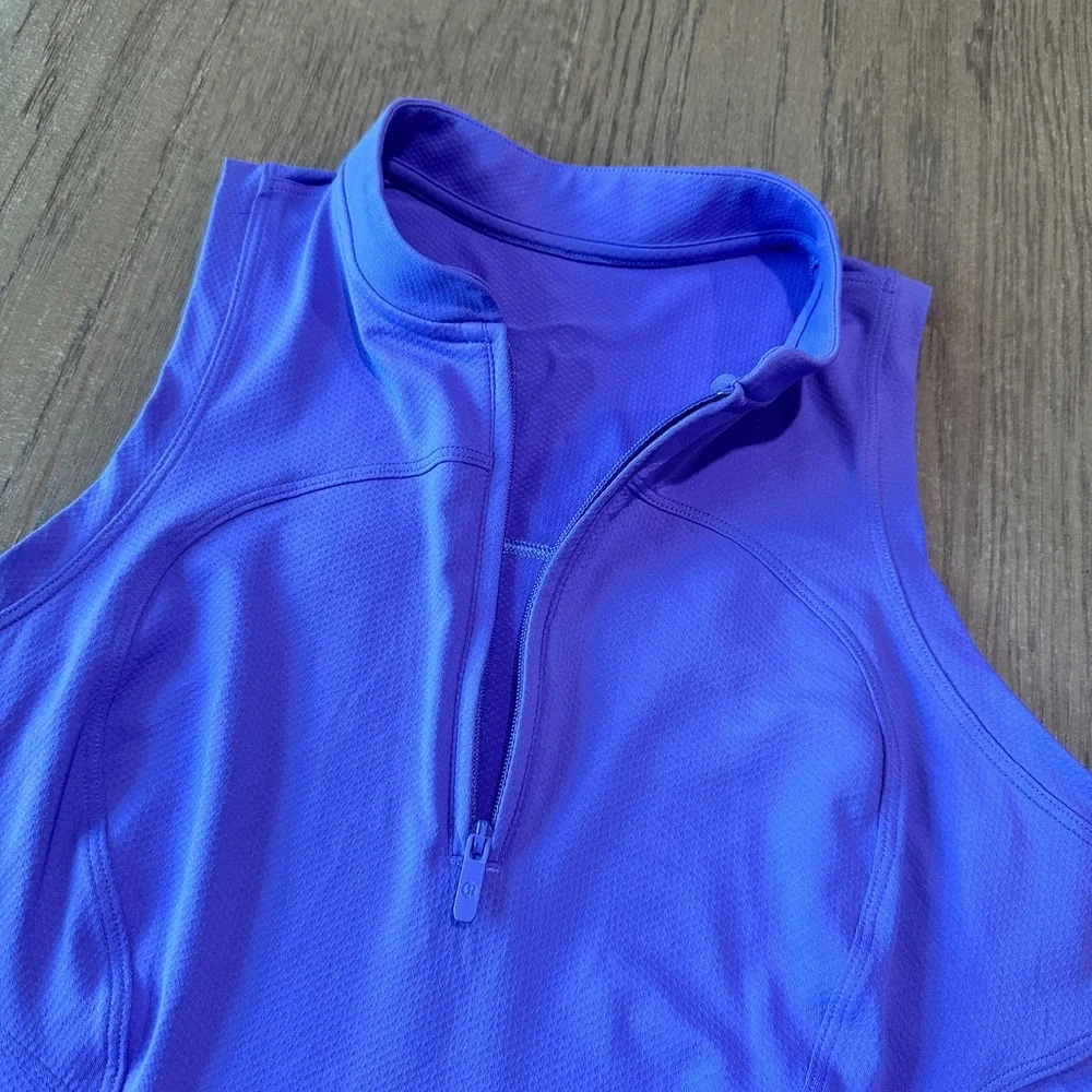 Lululemon 1/4 Zip Mock Neck Sleeveless Tank Top Size 6 Violet - Picture 3 of 8